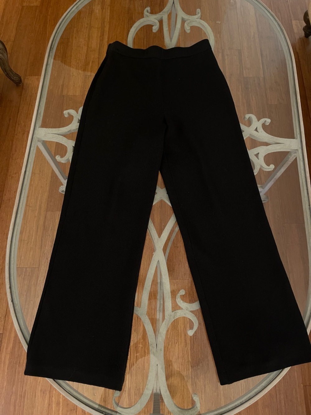 St. John Black Wide-Leg Knit Pants